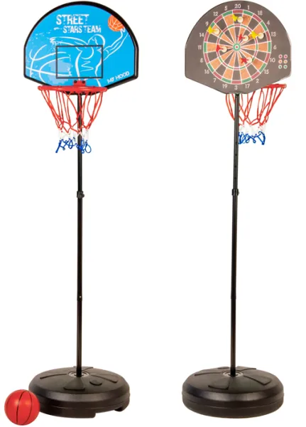 My Hood - Basketkorg och darttavla i stativ - Med plastboll, pilar och pump