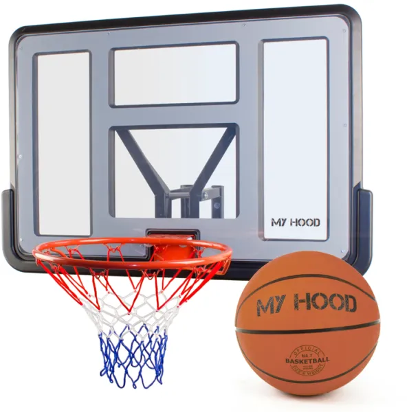 My Hood - Basketkorg med platta och väggfäste - Inkluderar boll